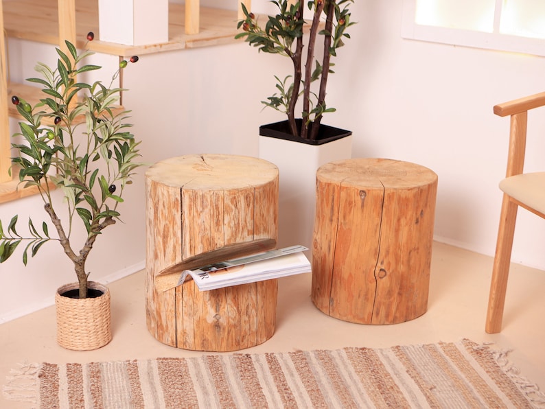Pine Stump Table, Bedside Table, Small Coffee Table, Rustic Decor, Wooden Coffee Table, Log Table, Handmade Furniture