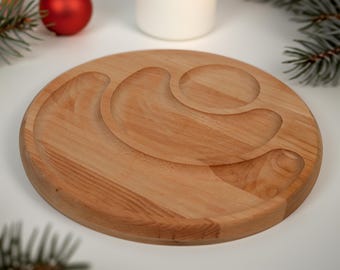 Wood Serving Tray, Snack Tray, Wooden Cheese Plate, Sections Plate, Nut Platter, Serving Platter, Divided Snack Tray, Housewarming gift