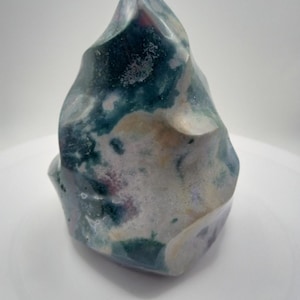 Spectacular Jumbo Blue And White Ocean Jasper Free Standing Freeform Flame 5 Inch