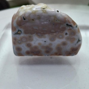Extremely Rare Pink Spotted 8th Vein Ocean Jasper Free Standing Freeform Display Specimen 3 Inch