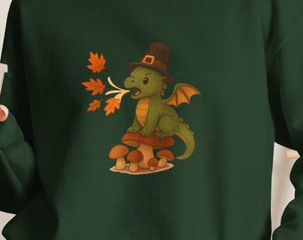 Thanksgiving Dragon Sweatshirt, Fall Shirt, Cozy Autumn Cottagecore Crewneck, Funny Pilgrim Gift
