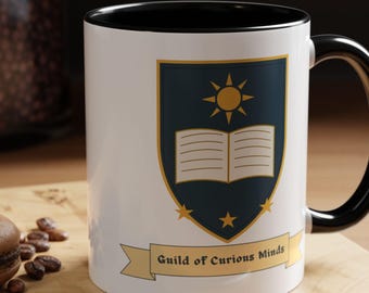 Scholar's Guild Fantasy Crest Bookish Teacher Coffee Tea Gift | Accent Coffee Mug 11oz 15oz