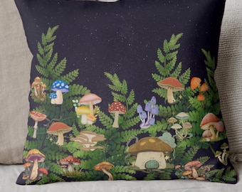 Pilznacht Dekokissen: Cottagecore Forest Akzent Kissen