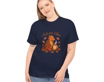 Dragon Autumn Vibes Tee, Cozy Blanket & Hot Drink Shirt, Fall Leaves Unisex Top, Comfy Tee, Gift for Dragon Lover, Seasonal Graphic Tee
