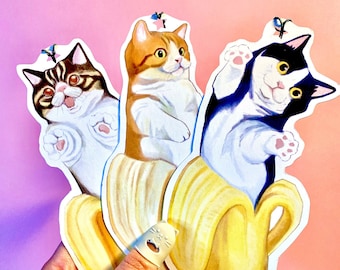 Jumbo Banana Cat Bookmark, Cat Lover Bookmark, Cute Bookmark, Novelty gift, Cute Cat Bookmark