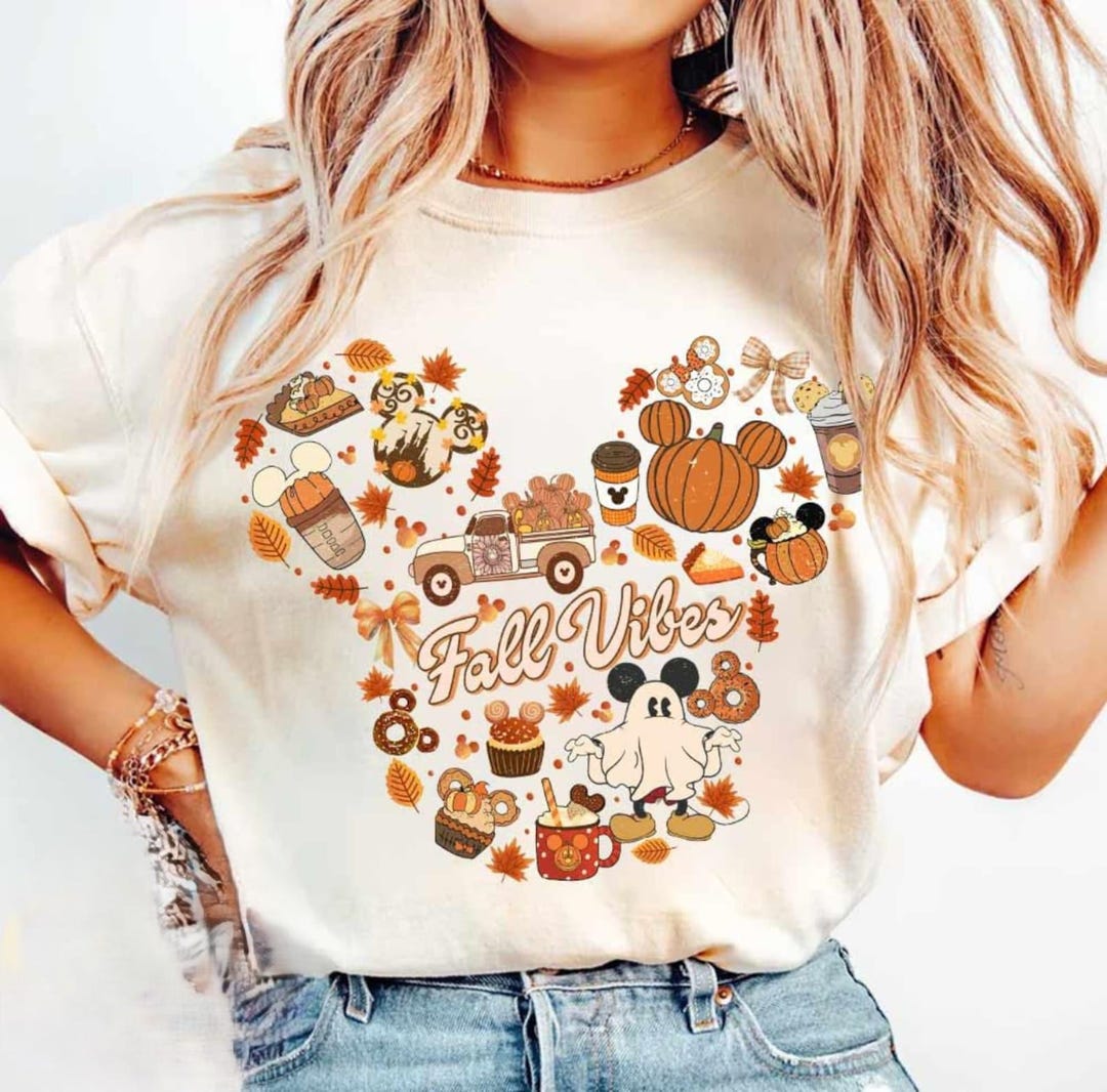 Disney Fall Vibes Shirt, Disneyland Trip Tee, Mickey Pumpkin Ghost ...