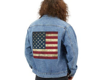 Rustic American flag, Men's Denim Jacket