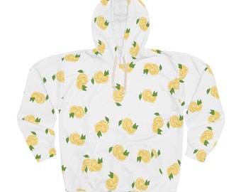 Lemon Sweatshirt, Cut Lemon with leaves, Unisex Pullover Hoodie (All Over Print)