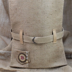 JHS Christian Sackcloth, Hair Shirt, Cilice with Rosary Pocket, Belt, Laminated Repentance Prayer Card & Burlap Storage Tote