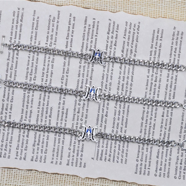 Total Consecration to Jesus through Mary Ave Maria Miraculous Medal Unisex Chain Virgin Mary Bracelet St Louis de Montfort, Custom Sized