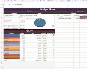 Monthly Budget Template Google Sheets Etsy