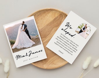 Elopement Wedding Announcement Minimalist Modern Clean Digital Download with Photos