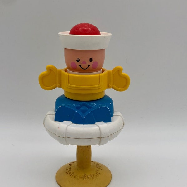 Vintage 1984 Fisher Price Quaker Oats Squeak & Peek Sailor Baby Toy
