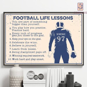 Personalized Football Life Lessons Poster, Football Poster, Gift For Football Players, Football Gift For Boys, Football Print, Football Sign