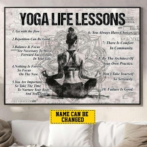 Personalized Yoga Life Lessons Poster, 7 Chakras Poster, Yoga Poster, Yoga Knowledge, Guide To The Chakras, Meditation Print, Yoga Gift