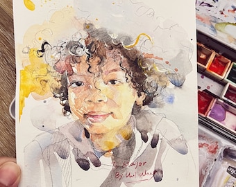 Watercolor portrait customize
