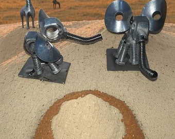 Escultura de elefante de acero soldado: Arte de acero americano