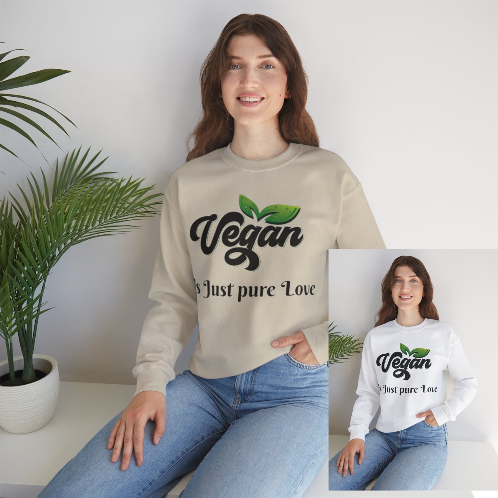 Vegan Unisex Heavy Blend™ Crewneck Sweatshirt, Vegan is Pure Love, Animal Lover, Love