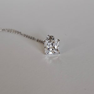 Avon Cubic Zirconia Square Pendant Necklace with 15-Inch Silver-Toned Chain