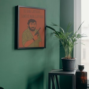 Jo dargaya samjho mar gara Plakatskizze, Gabbar Singh, Sholay, berühmte Filmdialoge, indisches Filmplakat, Filmzitate