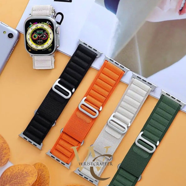 Bracelet boucle Alpine Loop - Bracelet iWatch en nylon - pour Apple Watch séries 9, 8, 7, 6, 5, SE, Ultra 49 mm, 45 mm, 44 mm, 42 mm, 41 mm, 40 mm, 38 mm