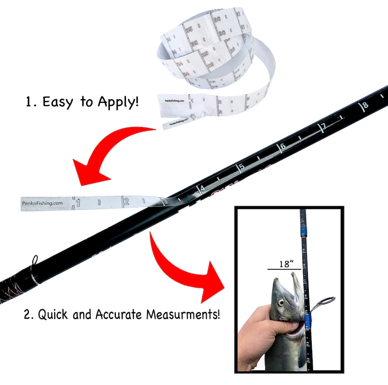 Penko Fishing Fish Ruler Fishing Rod Rulers Decals (2 Pack) Adhesive 38 ...