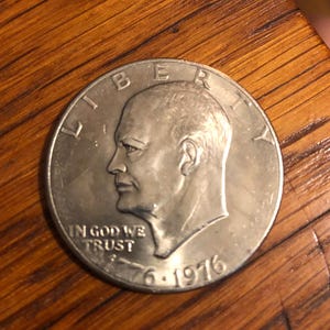 1776-1976 Coin, Eisenhower with Liberty Bell and Moon rare Silver Dollar US Coin, no mint mark