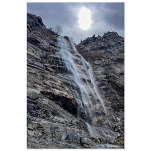 BRIDAL VEIL WATERFALLS Serene Prints With Mountains And Pool - Peaceful Utah’s Waterfall Wall Art Gift For Nature Lover