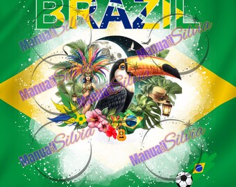 Brazil Flag Carnival Design: Souvenir Gift, Sublimation (Digital Download)