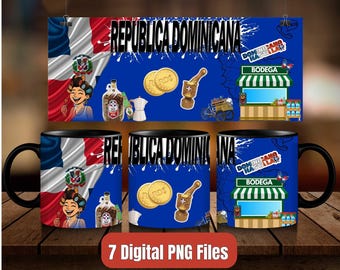 Latin Flags Mug Wrap PNG, Dominican, Puerto Rico, Mexican Designs (Digital Download)