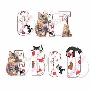 Archivo digital del alfabeto de gato caprichoso: fuentes divertidas para proyectos creativos y manualidades de bricolaje, descarga instantánea de fuentes del alfabeto, linda fuente de maullido de gato.