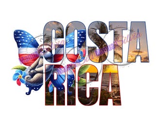 Bandera de Costa Rica PNG: Diseño de perezoso y mariposa (archivos digitales)