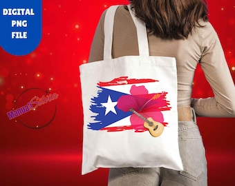 Puerto Rico Flag Hibiscus Flower PNG Design (Digital File)
