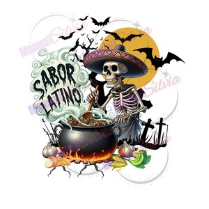 Latin Halloween Clipart: Sabor Latino PNG, Spanish Design (Digital Download)