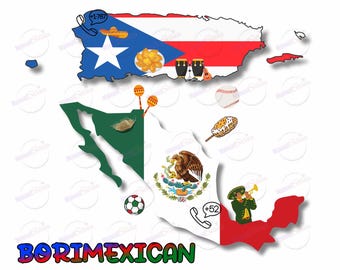 Mexican Puerto Rican Flag PNG: T-Shirt Sublimation Design (Digital Download)