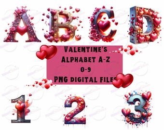 Valentine's Alphabet Clipart: Love Letters PNG (Digital Download)