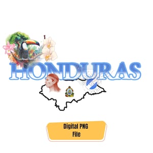 Honduras Map PNG: Toucan & National Symbols Clipart (Digital Download)