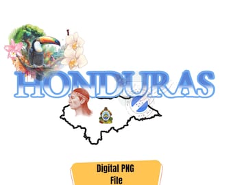 Honduras Map PNG: Tukan & Nationale Symbole Clipart (Digitaler Download)