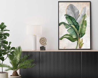 Tropical Banana Leaf Print, Green Botanical Wall Art (Digital Download)