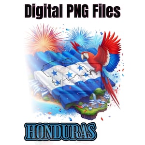Honduras Flag & Scarlet Macaw PNG: National Symbol Digital Art
