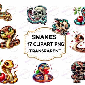 Snake clipart PNG files, Cute Snake Clipart Collection - Printable Graphics for Nursery Decor & T-Shirt Designs and more. instant download.