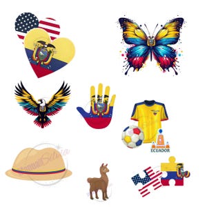 Ecuador digital design stickers, American Ecuadorian digital design stickers, Ecuadorian flag digital design, Ecuador sublimation design.
