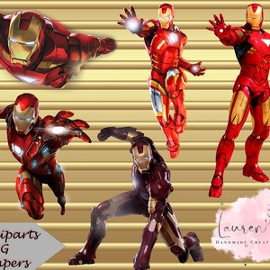 Iron Man Clipart, Iron Man verjaardag, Iron Man digitaal papier, Iron Man PNG, Iron Man Design, Iron Man Scrapbook, Iron Man
