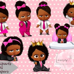 Boss Baby Girl Afro, Boss Baby Girl Afro Clipart, Boss Baby Girl Afro Verjaardag, Boss Baby Girl Afro Digitaal Papier, Boss Baby Girl Afro PNG