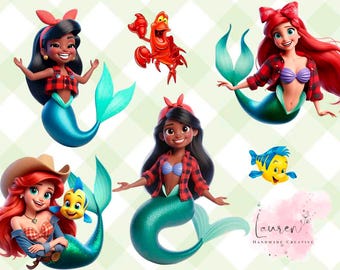 Country Ariel Clipart, Country Princess Clipart, Princess Ariel PNG, Country Princess Ariel, Princess Ariel Papers, Princess Ariel Scrapbook