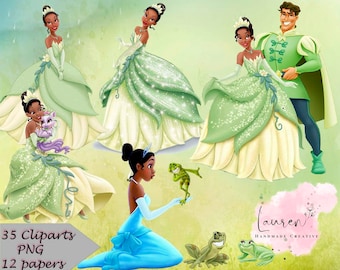 Tiana Clipart, Princess Clipart, Princess Tiana Clipart, Princess Tiana PNG, Princess Birthday, Princess Tiana Papers, Princess and the Frog