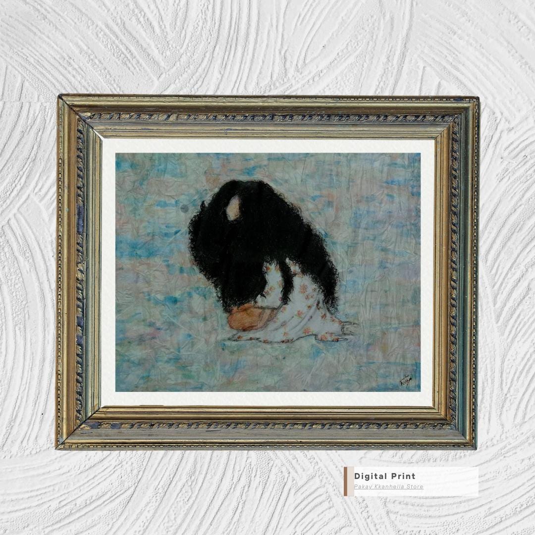 Messy Haired Woman Floating in the Middle of a Blurry and Dreamy Ocean Etsy