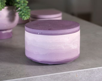 Round Wide Jar with Lid, Decorative Canister, Jewelry Box, Decorative Container, Purple Mist