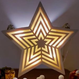 File LED a stella (ai,dxf,svg,lbrn2,pdf) | Lampada a stella | Luce a stella | Stella di Natale | Natale | Inverno | Laser | Taglio laser | Illuminazione |