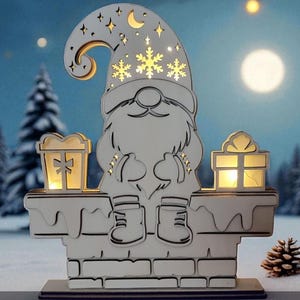 Laser Cut File Weihnachtswichtel | Deko Lampe | Christmas Gnome Multilayered | Deko Wichtel SVG |  Wichtel Deko Beleuchtung Weihnachten